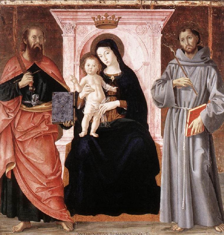 ANTONIAZZO ROMANO Madonna Enthroned with the Infant Christ and Saints jj China oil painting art